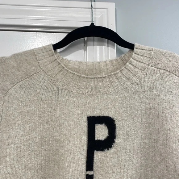 LOFT Cream and Black Eiffel Tower Paris Crew Neck Sweater Size M - Picture 4 of 8